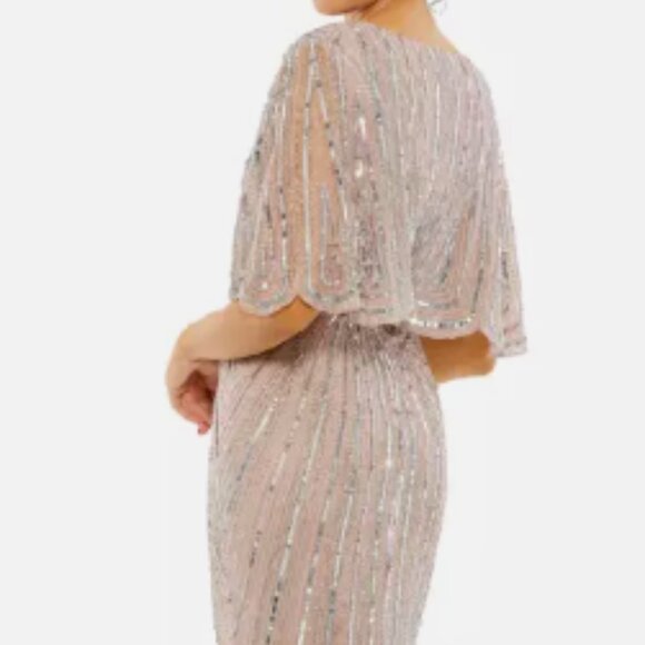 MAC DUGGAL 93583 SEQUINED V-NECK CAP SLEEVE VINTAGE ROSE COLUMN GOWN sz 10 - Picture 5 of 6